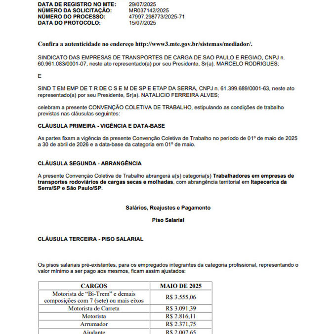 Registrada CCT 2025/2026